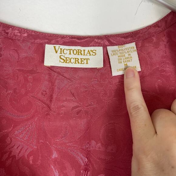 Vintage 90's Victoria's Secret Gold Label Pink Lace Floral Blouse Sz M - Picture 4 of 6